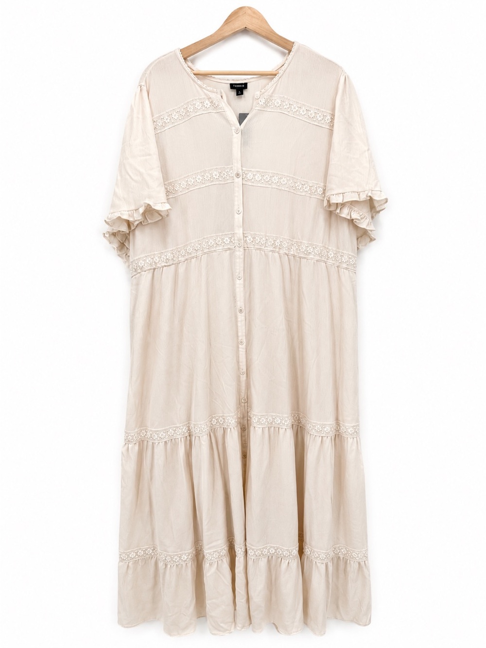 Torrid Whisper Cream Gauze Maxi Dress Size 4X Cottagecore Puff Sleeve Plus - Picture 1 of 13